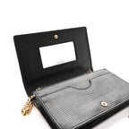 Dollar Calfskin Mini GG Marmont Chain Wallet Black