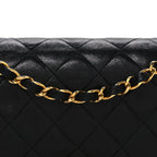 Lambskin Quilted Small Double Flap Black