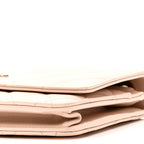 Lambskin Quilted Trendy CC Wallet On Chain WOC Light Beige