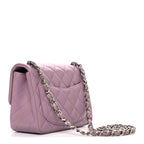 Lambskin Quilted Mini Square Flap Purple