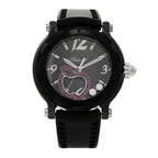 Stainless Steel Rubber Diamond Pink Sapphire 38mm Happy Sport Apple Quartz Watch Black