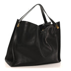 Polished Saddle Calfskin Alexia Bag Black