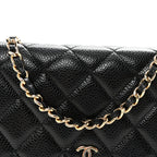 Caviar Quilted Wallet on Chain WOC Black