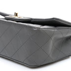 Lambskin Quilted Mini Rectangular Flap Dark Grey