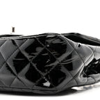 Patent Calfskin Quilted Mini Rectangular Flap Black