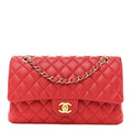 Caviar Quilted Medium Double Flap Red