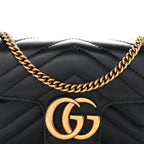Calfskin Matelasse Super Mini GG Marmont Shoulder Bag Black