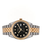 Stainless Steel 18K Yellow Gold Diamond 41mm Oyster Perpetual Datejust Watch Black 126333