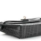 Shiny Niloticus Crocodile Kelly Elan Pochette Bleu Tempete