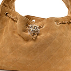 Suede Quilted Small Chanel 25 Handbag Beige