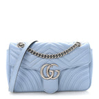 Calfskin Matelasse Small GG Marmont Shoulder Bag Porcelain Light Blue