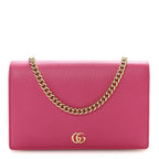 Dollar Calfskin Mini GG Marmont Chain Wallet Box Pink