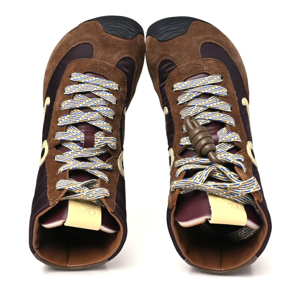Nylon Suede Flow Runner 2.0 High Top Sneakers 37 Brown Yellow Blue