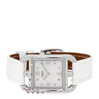 Stainless Steel Alligator Diamond Pink Sapphire Mother of Pearl 23mm Cape Cod Quartz Watch Blanc