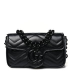 Calfskin Matelasse Monochrome GG Marmont Chain Belt Bag Black