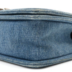 Denim Quilted Medium Boy Flap Blue