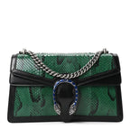 Snakeskin Enamel Small Dionysus Shoulder Bag Green
