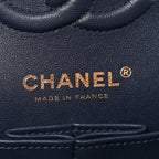 Printed Denim Quilted Small Double Flap Blue