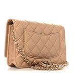 Caviar Quilted Wallet on Chain WOC Beige