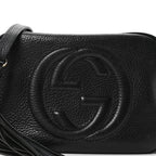 Pebbled Calfskin Small Soho Disco Bag Black