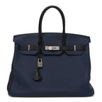 Togo Bi-Color Horseshoe Birkin 35 Bleu Nuit Black