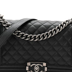 Grained Calfskin Quilted Medium Boy Flap Black