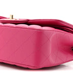 Caviar Quilted Small Double Flap Fuchsia