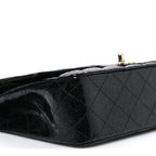 Patent Quilted Sparkle Glitter Medium Double Flap Black