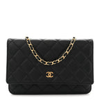 Caviar Quilted Wallet on Chain WOC Black