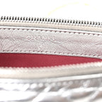 Metallic Lambskin Calfskin Quilted Small Gabrielle Clutch With Chain Silver