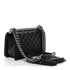Caviar Quilted Small Boy Flap Black