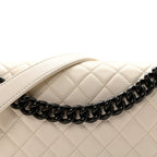 Calfskin Quilted Medium Boy Flap White