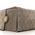 Suede Quilted Medium Chanel 25 Handbag Grey
