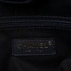 Tweed Shiny Lambskin Quilted Coco Base Small Shopping Bag Dark Blue