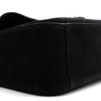 Suede Calfskin Small Souplissimo Maxi Flap Black