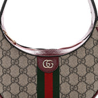 GG Supreme Monogram Textured Dollar Calfskin Small Ophidia Shoulder Bag Beige Bordeaux