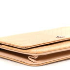 Patent Calfskin Chevron Quilted Wallet On Chain WOC Beige