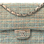 Tweed Quilted Medium Double Flap Blue Multicolor