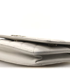 Caviar Quilted Perforated Metal CC Wallet On Chain WOC White