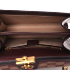 GG Supreme Monogram Textured Dollar Calfskin Web Small Ophidia Padlock Top Handle Bag Bordeaux