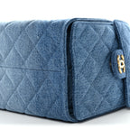Washed Denim Quilted Small Chanel 25 Handbag Blue