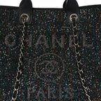 Calfskin Sequin Medium Deauville Tote Black