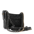 Aged Calfskin Quilted Small Gabrielle Hobo Black