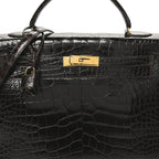 Shiny Alligator Kelly Sellier 32 Havane