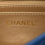 Lambskin Quilted Pearl Crush Mini Rectangular Flap Blue