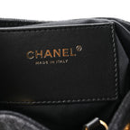 Washed Denim Quilted Medium Chanel 25 Handbag Black