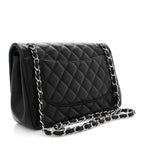 Lambskin Quilted Jumbo Double Flap Black