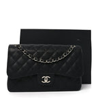 Caviar Quilted Jumbo Double Flap Black