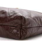 Shiny Calfskin Quilted Small Chanel 22 Dark Brown