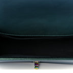 Iridescent Goatskin Quilted Medium Boy Flap Green